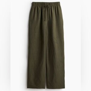 H&M Olive Green Wide-Leg Drawstring Pants